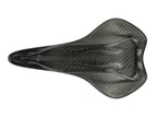 CarbonWorks Race Saddle, underside with carbon rails in visible weave